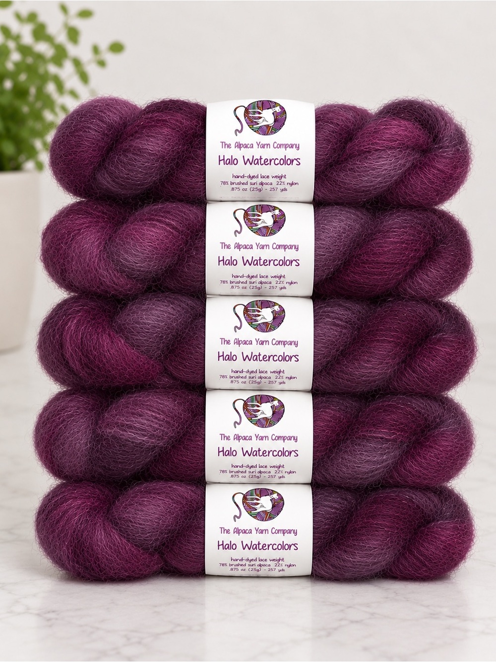Halo Watercolors Kahlo Lace Suri Alpaca Yarn Bundle 5 Hanks 1,285 Yards - Picture 2 of 5